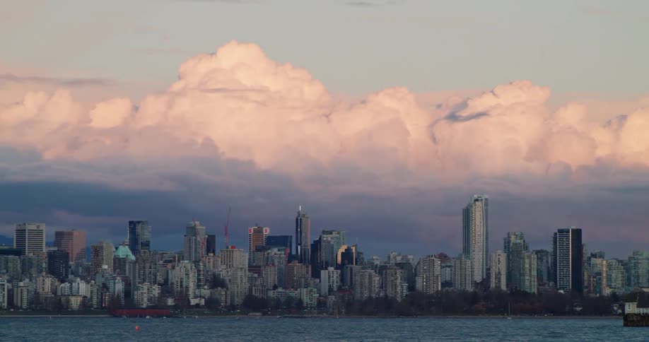 City skyline with distant skyscrapers and buildings on the horizon