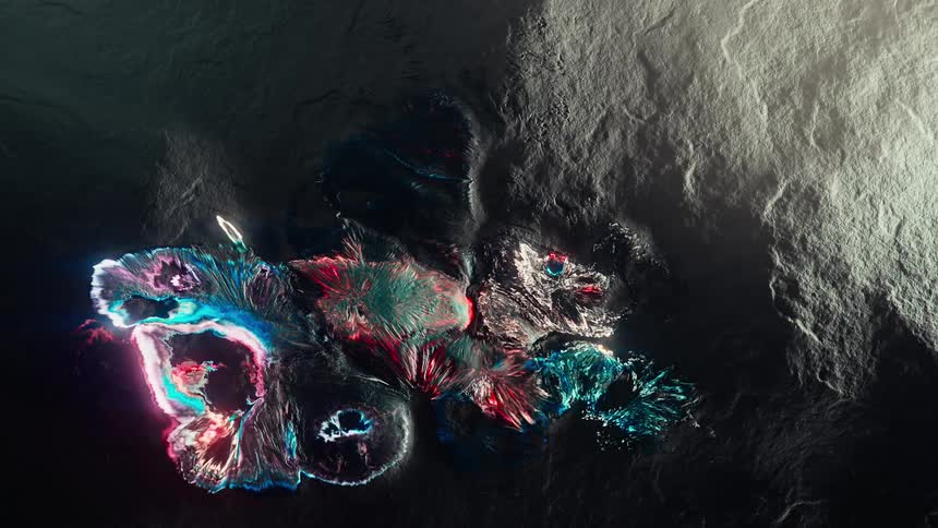 A view of colorful explosions