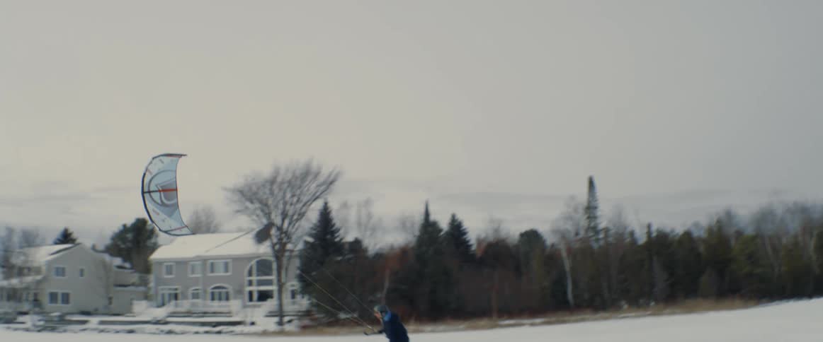 A view of a person wind skiing