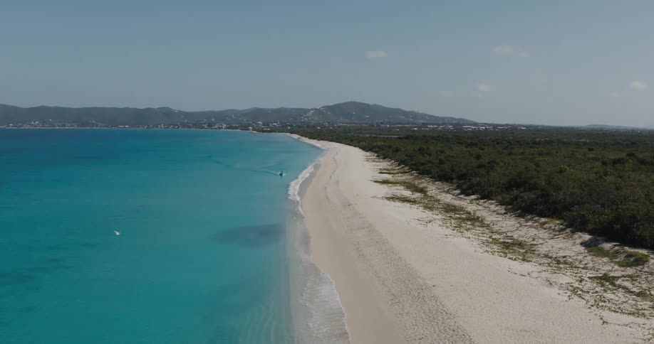 Aerial view of the ocean coast is displayed in spring