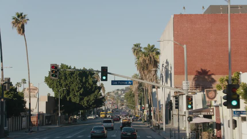 Traffic moves through the city