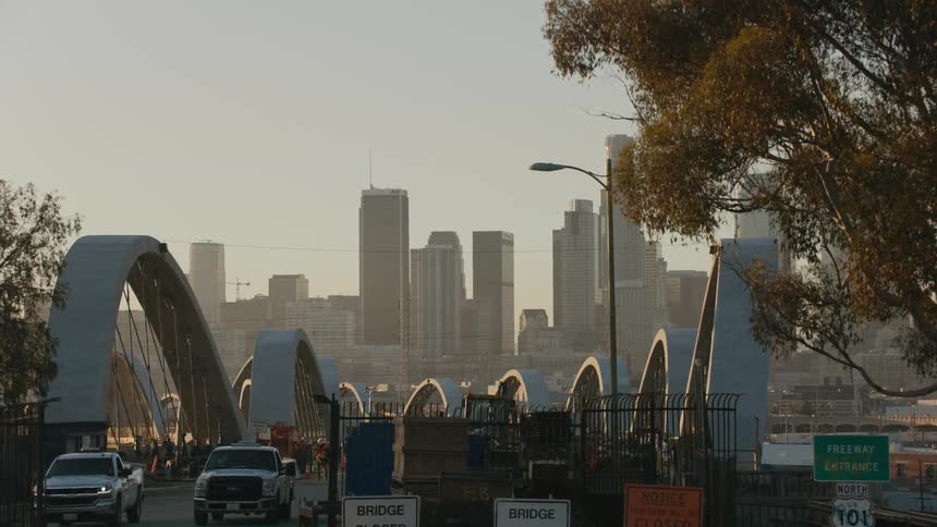 Skyline of tall skyscrapers on the city downtown at morning