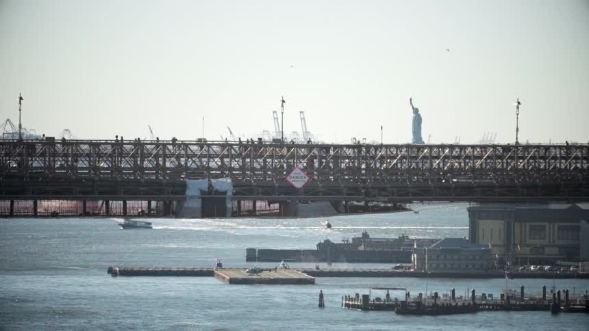 A bridge filled with cars