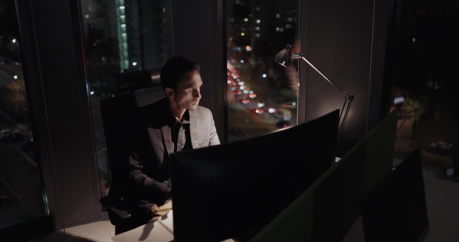 A man is working in the office