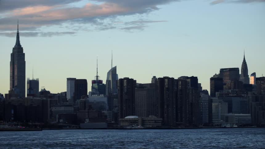 A city at sunset