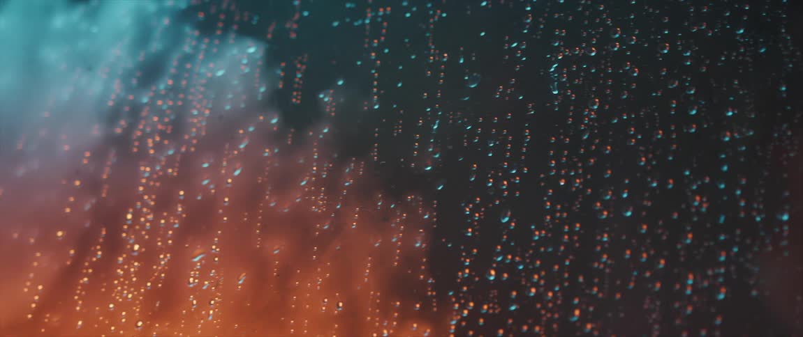 Colorful droplets of water of various sizes