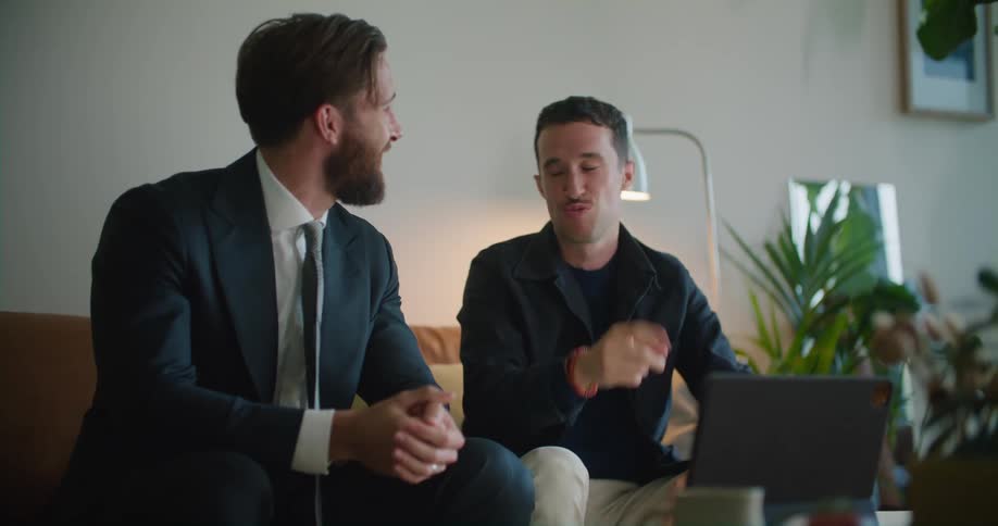 Two workers talking together
