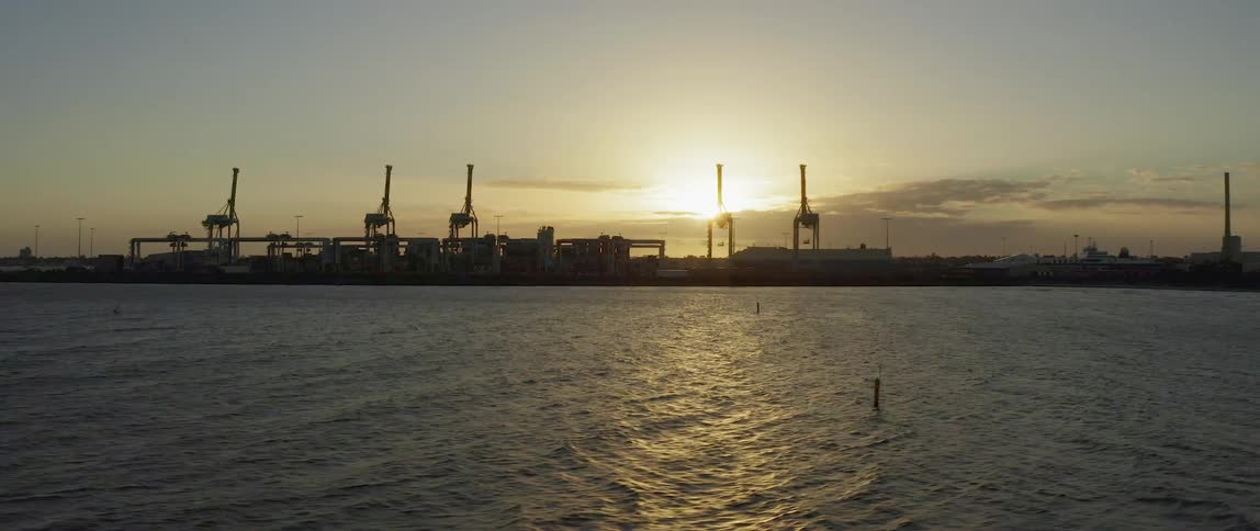 Passing over water near the docks