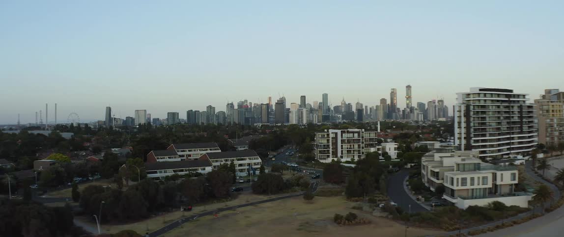 Skyline of the city with tall buildings and skyscrapers in the afternoon