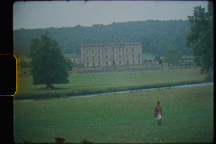 Footage of a woman walking through the grass is displayed