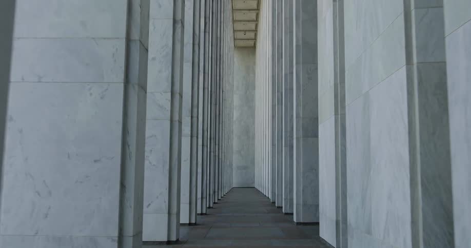 Library of Congress White marble walls and columns line corridor