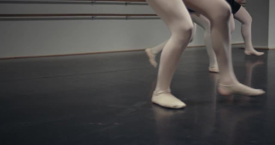 A group of ballerinas practice together in a training room