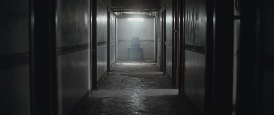 A hallway in an apartment building