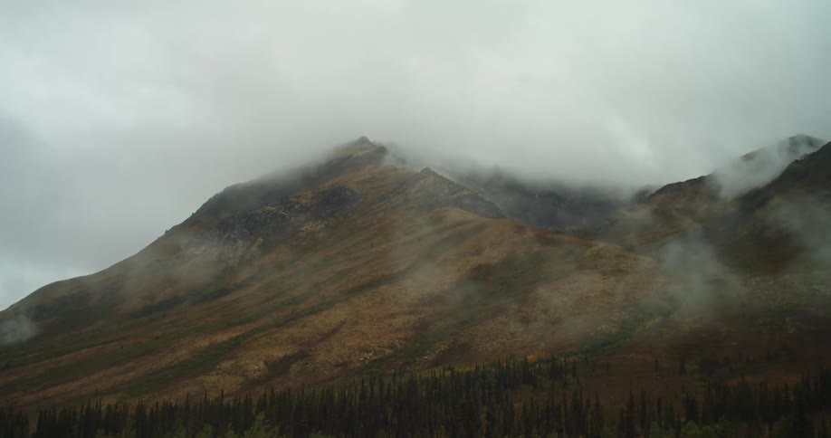 Cloudy mountains with forest