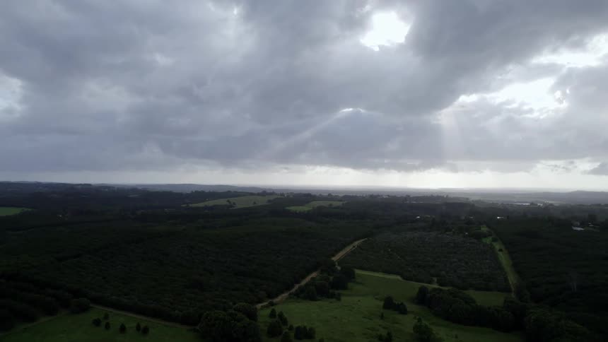 Heavy clouds are over the long field