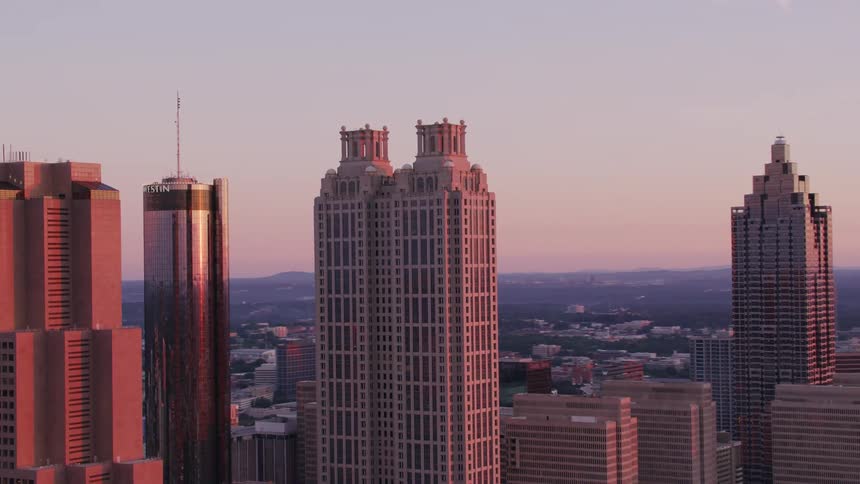 Skyscrapers in a metropolis in the evening