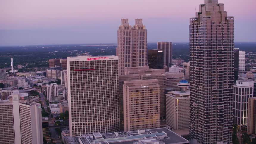 Skyscrapers in a metropolis in the evening