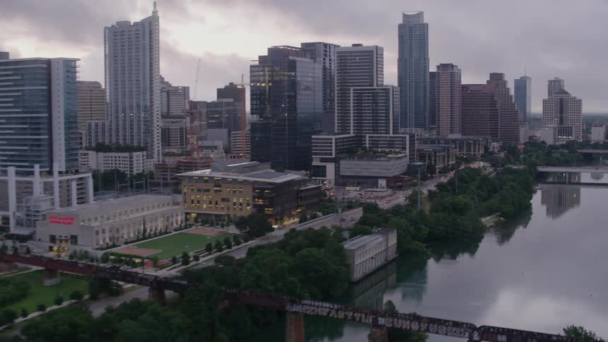 An aerial view of buildings