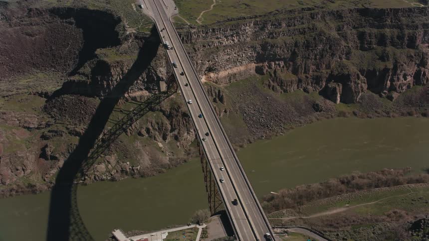 Vehicles travel over the bridge