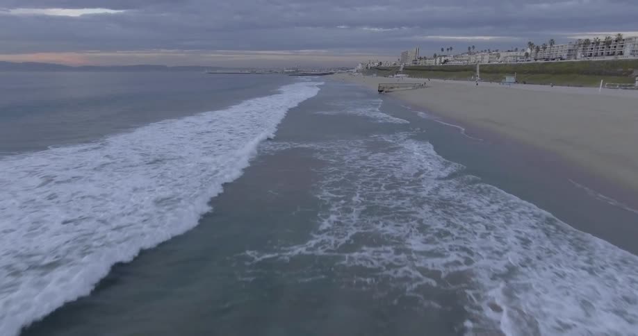 A beach near sunset