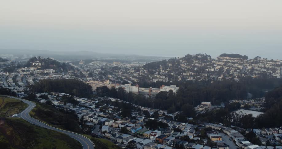 An aerial view of houses in a neighborhood