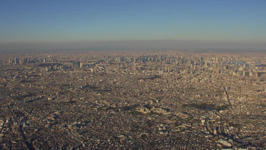 The large city is far below