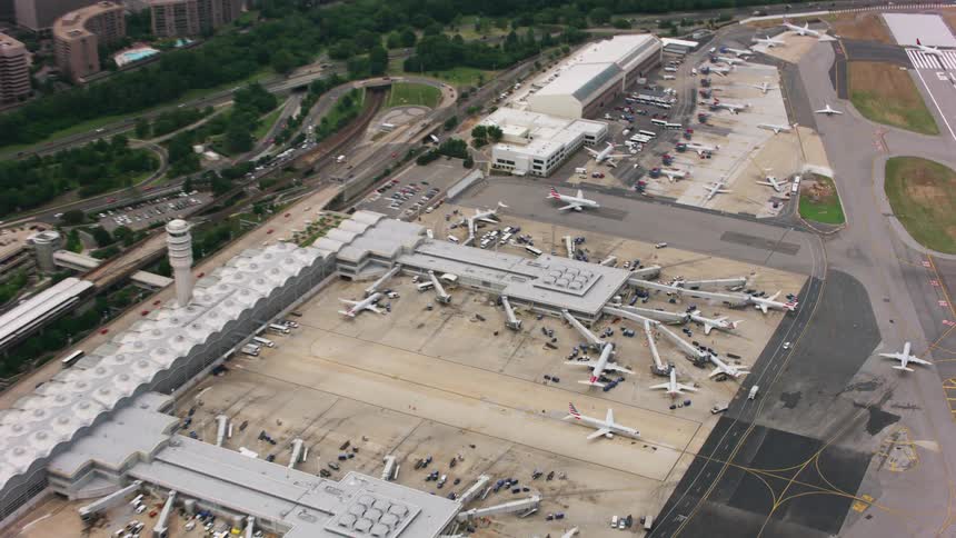 Vehicles drive all over the airport