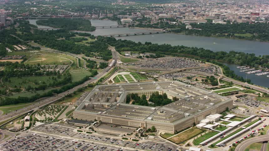 An aerial view of a large building