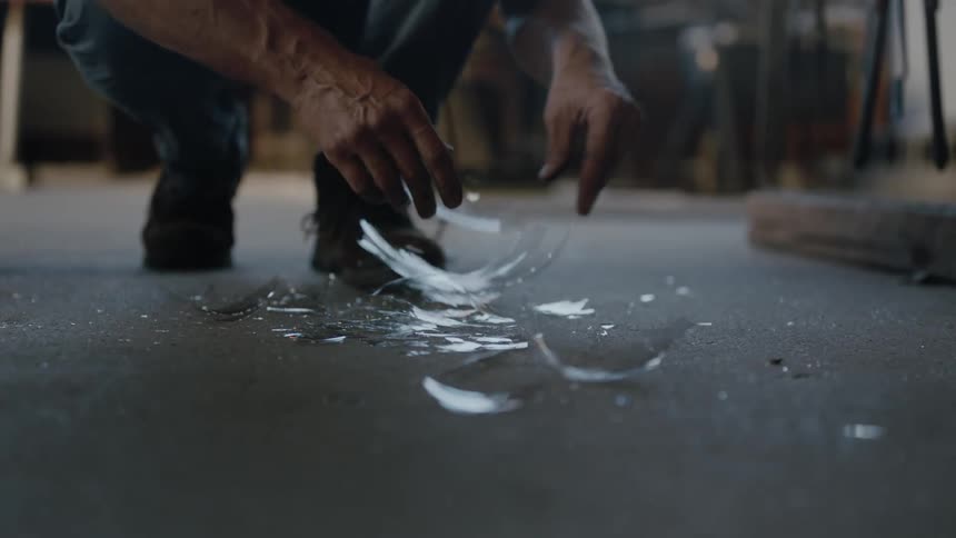 Picking up broken glass