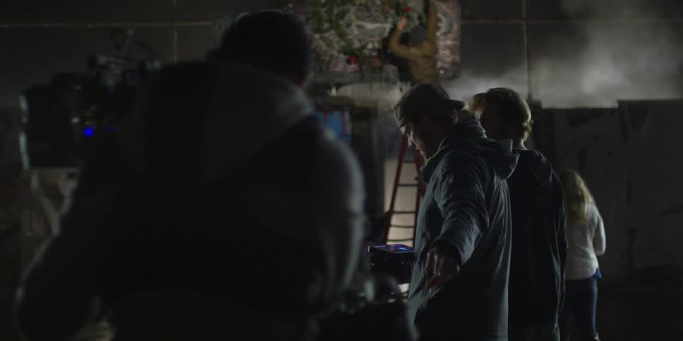 People are filming at night