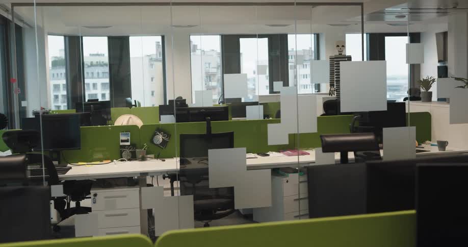 The office is empty during the day