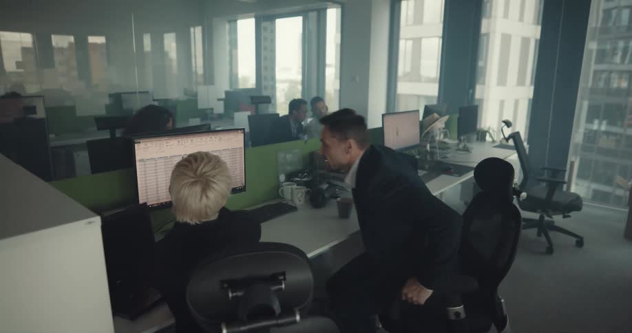 A group of people working in an office