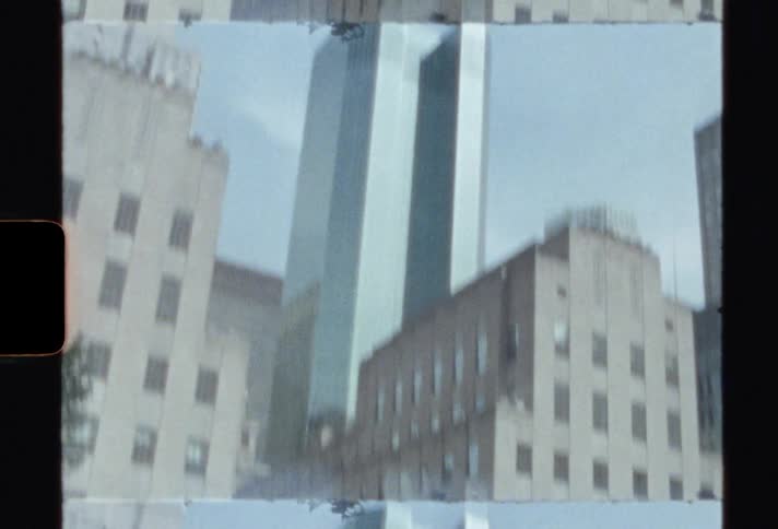 Footage of the buildings on the city downtown caught on vintage film