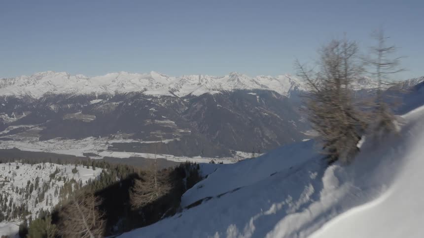 The mountains are covered in snow