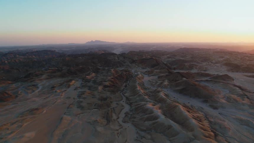 Desert aerial at sunset
