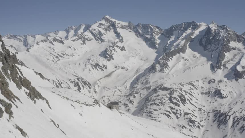 The mountains are covered with snow