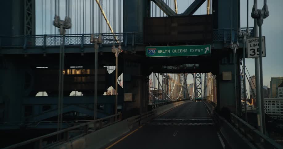 A view of a bridge in a city