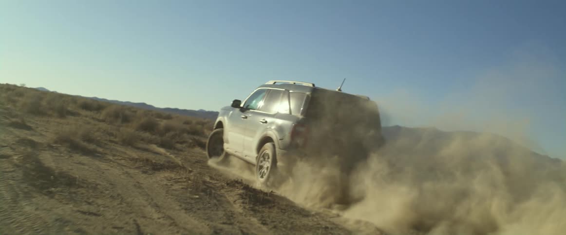 A vehicle driving off road