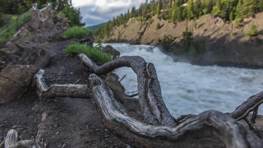 A fast moving river during the day