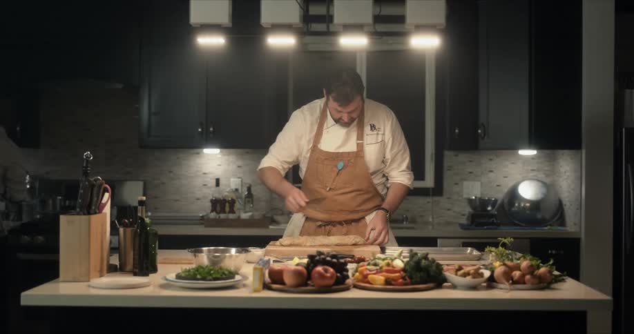 A man cooking in a kitchen