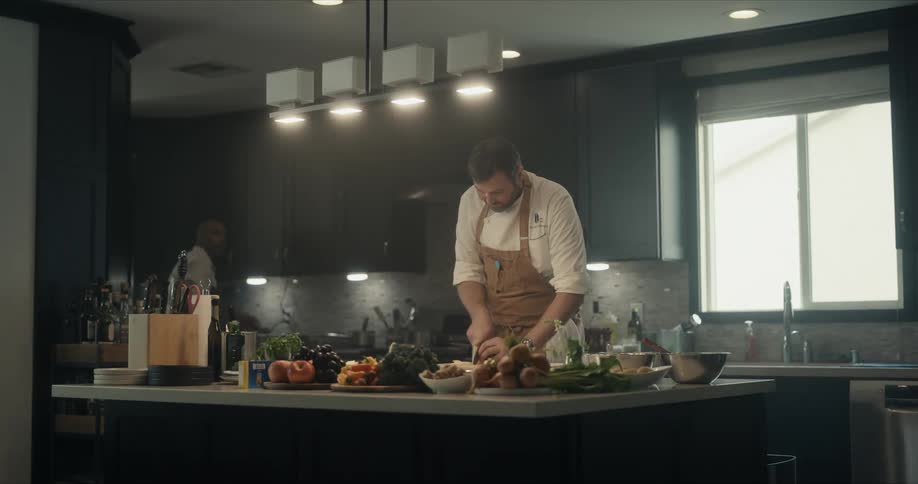 Two chefs working in a kitchen