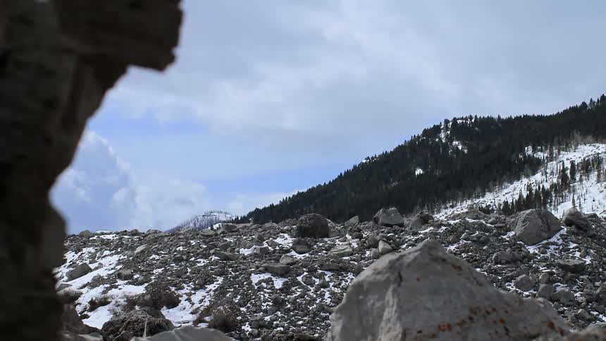 Clouds moving over a snowy area