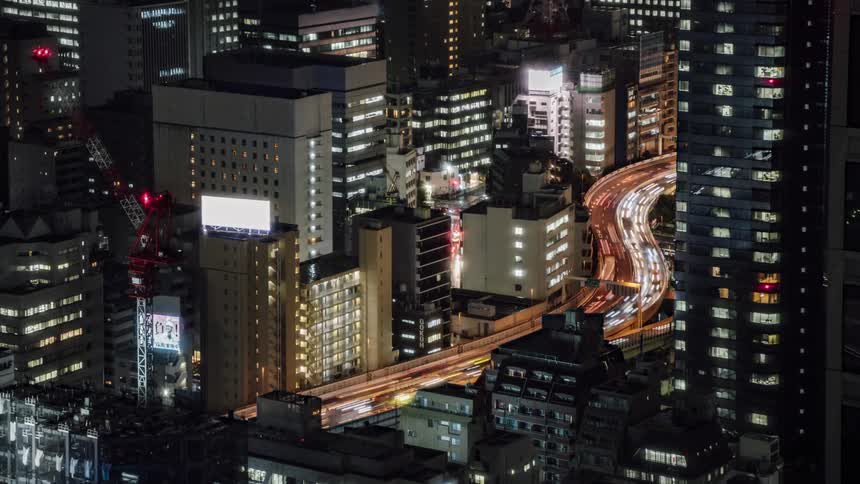 Traffic runs through the freeway