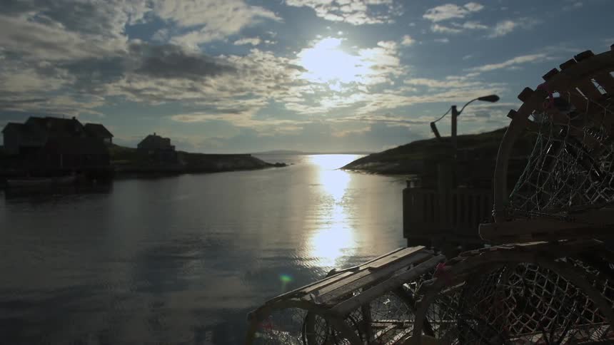 A lake is still at sunset