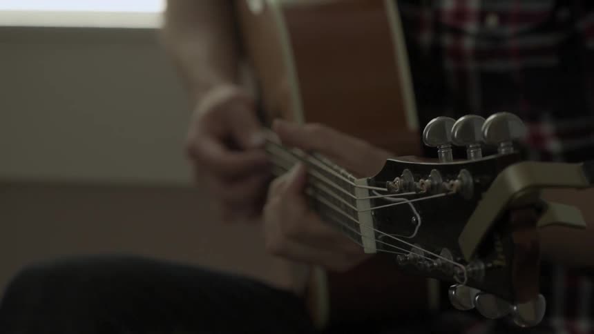 A person is playing guitar