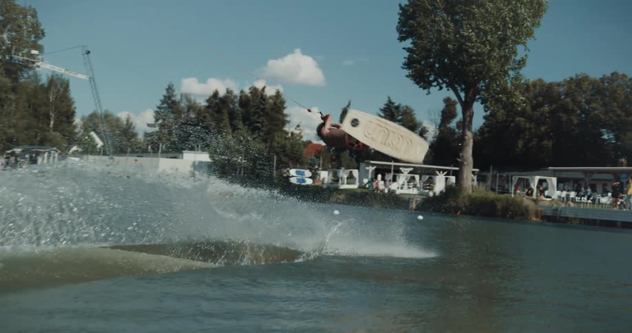 A man outside on a lake