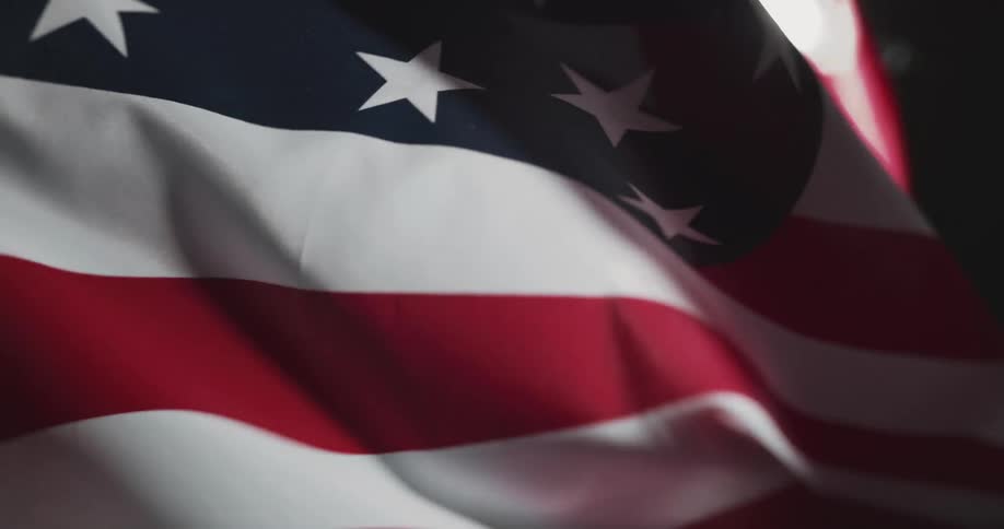 The flag is moving in the wind