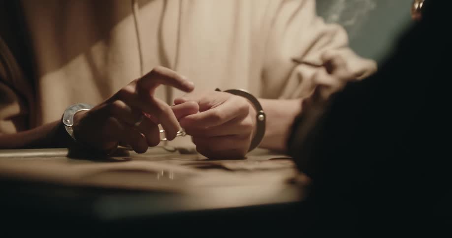 A view of a man being interrogated