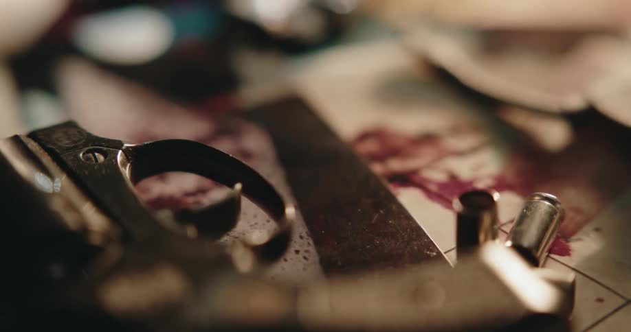 A revolver and a lighter resting over photographs on a desk