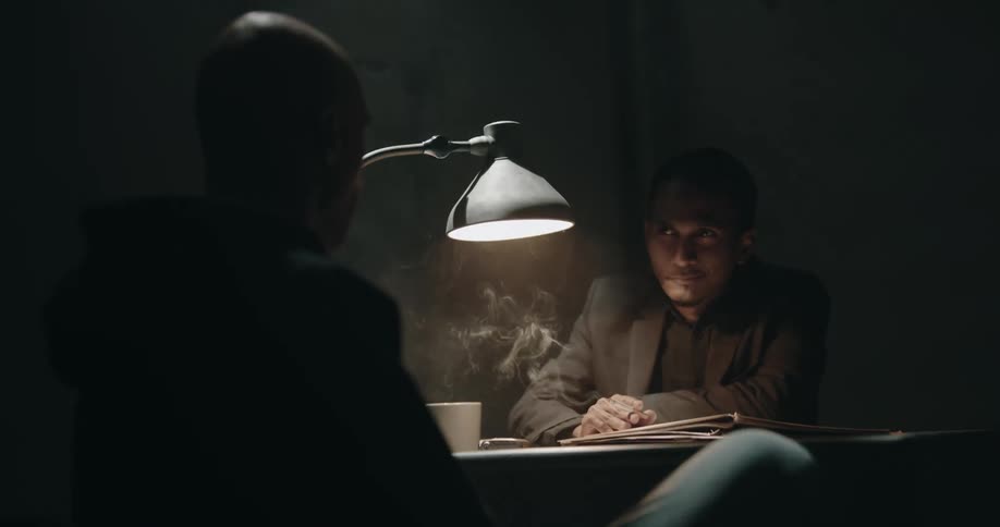 A man is being interrogated